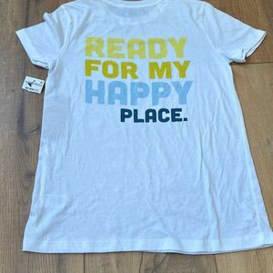 NWT Halogen T-Shirt Womens Small White Ready For My Happy Place Graphic Print